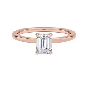 10K Yellow Gold <b>Emerald</b> Cut Diamond Moissanite Wedding <b>Rings</b> Custom Design Moissanite Wedding <b>Rings</b> For Women - Product Image 4