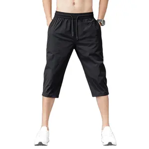 Men's Shorts Summer 2023 Thin Nylon 3/4 Length Trousers Male Quick Drying Beach Black Men's Long Shorts