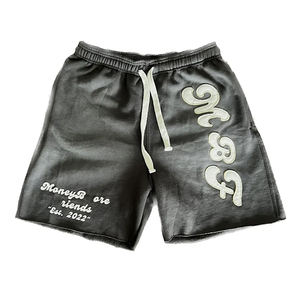 Pantalones cortos de sudor lavados con ácido de peso pesado personalizados para hombre con dobladillo bordado desgastado bolsillos estampados de algodón pantalones cortos de felpa francesa - Product Image 1