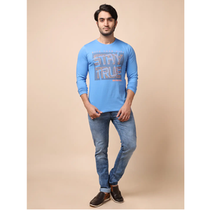 Camiseta Irisblue clásica cómoda para hombre, ropa informal de algodón 100%, manga larga y cuello redondo, estampado de moda y versátil - Product Image 1