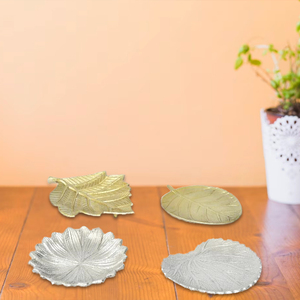 Ensemble de 4 plateaux décoratifs en aluminium en forme de feuille pour la cuisine de la maison Plateau de vaisselle de restaurant de l'usine indienne - Product Image 4