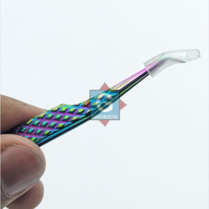 Pinzas de extensión de pestañas antiestáticas de alta calidad Punta curva de acero inoxidable con herramienta de maquillaje sostenible de belleza - Product Image 4