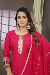 Hermoso conjunto de seda Salwar Kameez con trabajo de bordado de Duppatta elegante para fiestas Diwali y bodas ropa india y pakistaní - Product Image 6