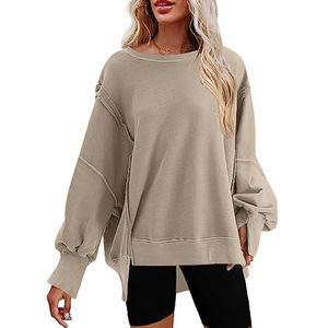Pull en coton biologique pour femmes Sweat à capuche imprimé personnalisé à épaules tombantes pour l'hiver Vente en gros - Product Image 5