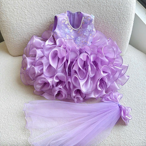 Elegant Princess Flower Girl Dress for Weddings with <b>Long</b> Train, Puffy Tulle <b>Skirt</b>, Bow Back Formal Birthday Gown Nhung Nguyen 3 - Product Image 3