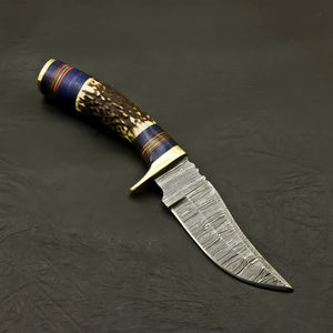 Cuchillo Bowie de Caza Personalizado Hecho a Mano en Acero Inoxidable con Mango de Cuerno de Ciervo Apilado, Borde Dentado, para Supervivencia al Aire Libre y Camping, OEM - Product Image 3