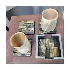 Sous-verres en corne naturelle personnalisés, lot de 4, luxe moderne, antidérapants, 4x4 pouces, décoration d'intérieur, multifonctionnels - Product Image 4