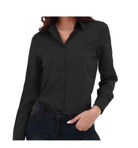 Camisas de vestir con logotipo bordado personalizado para mujer, camisa con botones de manga larga de secado rápido, ropa informal de moda para mujer - Product Image 2
