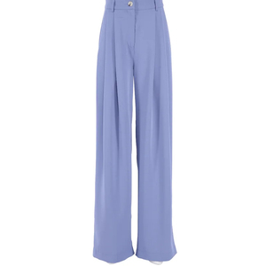High Waist Wide Leg <b>Pants</b> Pleated Solid Color Crepe Fabric Minimalist Style Full Length Women's Trousers Spring Season - Product Image 4