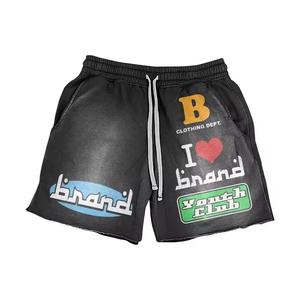 Conjunto de camiseta y pantalones cortos de algodón 100% de alta calidad para hombre, camiseta de gran tamaño con cordón antiretráctil de patrón sólido y Color sólido - Product Image 3