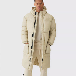 Doudoune à capuche à la palangre de poche très exigeante en duvet écru coupe-vent personnalisé polyester hiver extérieur bulle vestes pour hommes - Product Image 1