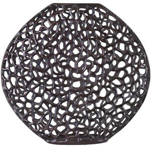 Vase de table en aluminium perforé épais de style Art déco, finition nickel antique, pour la décoration de la maison et du bureau - Product Image 1