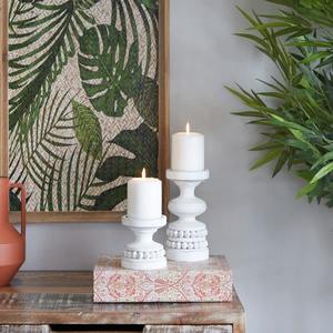 เชิงเทียนไม้ดีไซน์ลูกปัดแบบเรียบง่ายสีขาวสำหรับตกแต่งห้องนอนห้องนั่งเล่น - Product Image 3