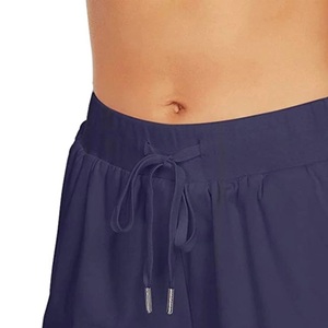 Pantalones Cortos Deportivos Híbridos para Mujer, Elegantes y Flexibles, con Dobladillo Dividido, para Entrenamiento Cruzado, de Poliéster y Algodón, con Ribete Blanco, Resistentes a la Decoloración, con Estampado - Product Image 2