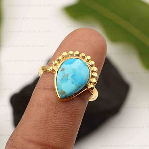 แหวนเงินแท้ 925 ประดับด้วยพลอยโมฮาเวสีฟ้าอมเขียวทรงลูกแพร์ ขนาด 10x14 มม. สำหรับผู้หญิง สไตล์คลาสสิก  จำหน่ายส่งจากผู้ผลิต - Product Image 4