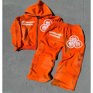 ชุดวอร์มลำลองแบบ 2 ชิ้น ประดับคริสตัล แต่งสีได้ กางเกงวอร์มขาบาน เสื้อฮู้ดซิป ชุดจ็อกเกอร์ ผ้าฝ้าย 100% - Product Image 3