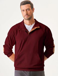 Sweat-shirt à manches longues décontracté en velours côtelé pour homme avec col montant et boutons Pull-over 100% polyester brodé Hoodies avec poches - Product Image 6
