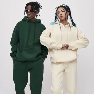 Ensemble sweats à capuche et pantalons de survêtement unisexes coupe et couture avec logo personnalisé anti-rétrécissement lourd 400gsm de haute qualité - Product Image 5