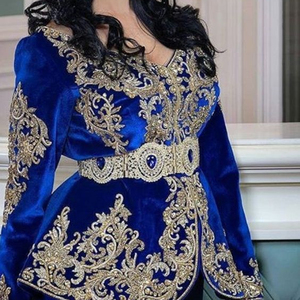 TRENDY & BEAUTIFUL MIDDLE EAST ROYAL BLUE <b>JACKET</b> WITH Embellished WITH CRYSTAL GLASS BEADS,STONE,DABKA WORK @ 2023 - Product Image 1