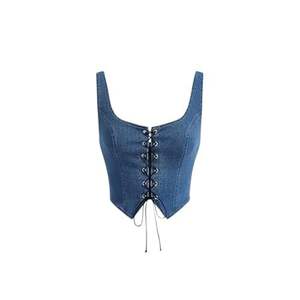 Corset Denim Top Mode Agrafe Décontracté Chic Moderne Slim-Fit Vintage Charme Lavage Léger Intemporel Structuré - Product Image 5