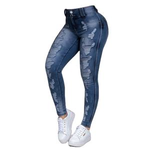 Jeans de Mezclilla Negros Desgastados de Corte Recto para Mujer, Cintura Media, Rotos, de Algodón, Corte Regular, Impermeables y Ecológicos - Product Image 3