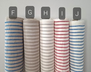 Vente en gros 100% lin tissu extra largeur 115 '' / 292cm naturel non teint rayé bio lavé lin pour canapé/robe garçons filles - Product Image 5