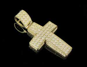 Pendentif Croix de Luxe en Argent Sterling Plaqué Or 18K Entièrement Sertie de Diamants Moissanite – Bijou Hip Hop Premium, Breloque Tendance - Product Image 3