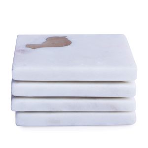 Posavasos con patrón de pájaro agradable, posavasos de mármol con incrustaciones de Metal de piedra blanca, encimera de cocina, té, café, bebidas, alfombrillas/almohadillas - Product Image 2