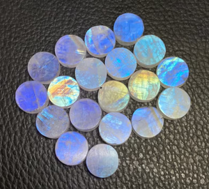 Piedra De Luna arcoíris Natural redonda de ambos lados cabujón plano piedra preciosa azul ardiente para la fabricación de joyas como collar de pulsera - Product Image 2