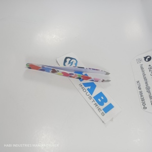 Direct Manufacturer's Professional Green Stainless Steel <b>Eyebrow</b> Tweezers Silver Tip Curved Facial <b>Hair</b> <b>Remover</b> for Beauty Use - Product Image 5