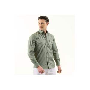 Chemise Western Slim Fit à double poche à rabat vert amande - Product Image 4