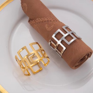 Bloc Design or et argent porte-serviette pour décor de table élégant événements de mariage hôtel salle à manger élégant Serviette Accent - Product Image 4