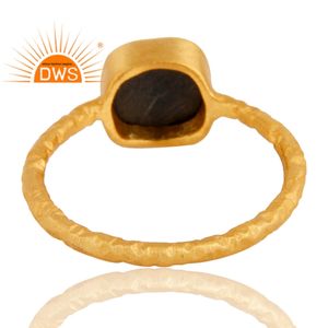แหวนพลอยโอนิกซ์สีดำธรรมชาติชุบทอง18K แหวนวางซ้อนกันได้เครื่องประดับดีสำหรับผู้หญิงของขวัญสำหรับผู้หญิง - Product Image 2