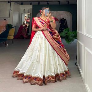 Venta caliente hermosa Lehenga Choli Jacquard seda (Paithani) Tejido Zari trabajo fabricante de Surat para el trabajo - Product Image 1