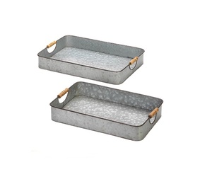 Modern Design Wooden Standard <b>Serving</b> <b>Trays</b> with <b>Black</b> Iron Handle - Product Image 2