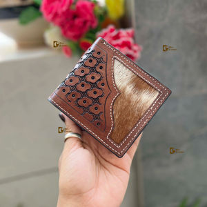 Portefeuille en cuir de vachette marron pour hommes, longue fermeture à glissière, doublure en nylon RFID usiné à la main, porte-monnaie à la mode, cadeau pour nouvel arrivage - Product Image 1