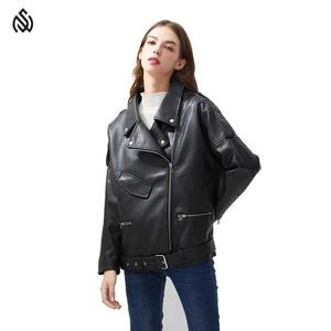 Chaquetas de cuero transpirables para mujer de longitud larga para ropa de calle y moda diaria al por mayor - Product Image 3