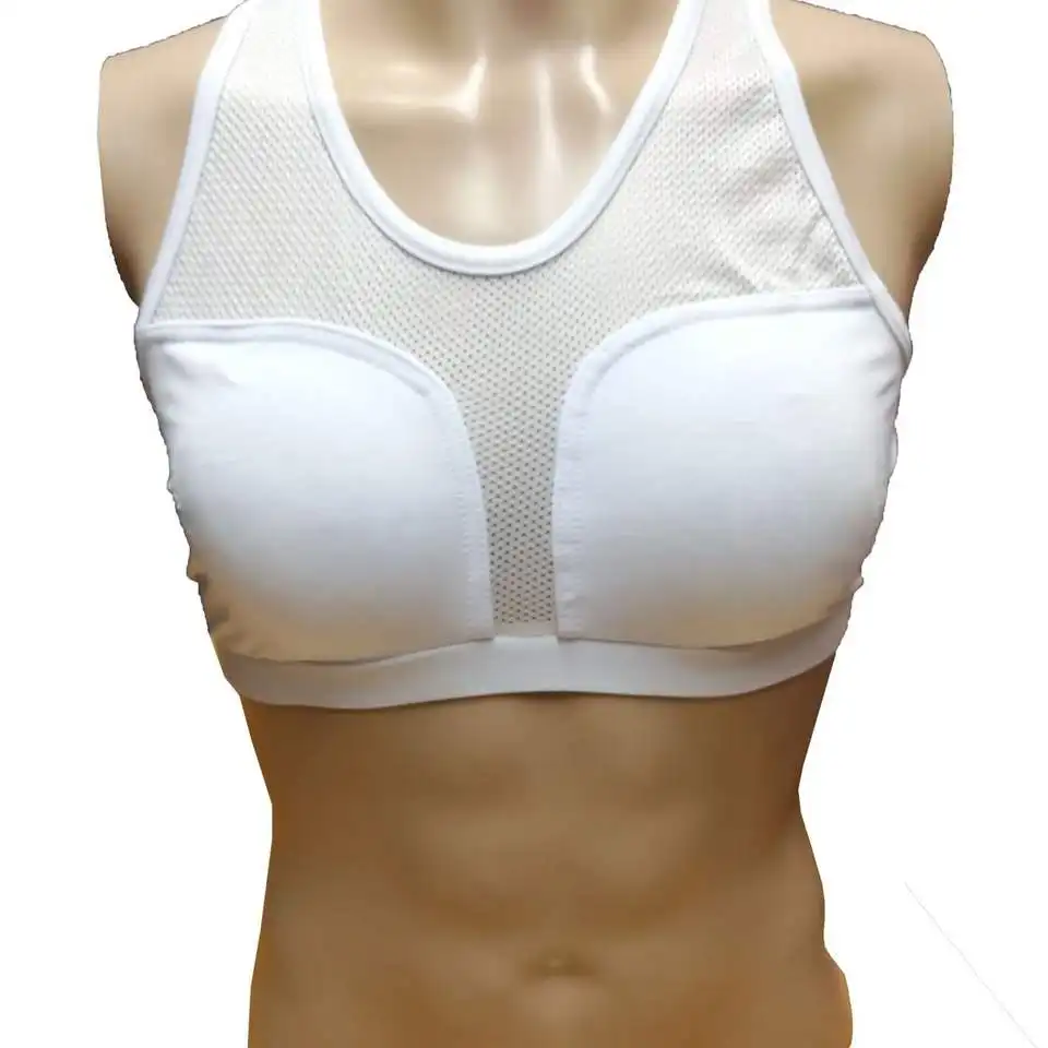 Women White Color Breast Protector Cool Guard Bra Sports Bras with protective inserts By Power Hint