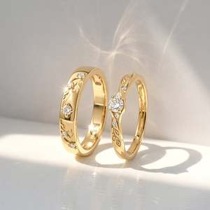 แหวนคู่รักลายเถาวัลย์ชุบทอง 18K แหวนแต่งงานแบบฝังอินเลย์สุดอินเทรนด์ - Product Image 4