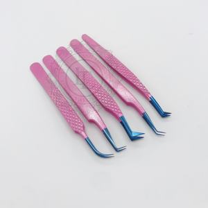 Pince à épiler en acier inoxydable de qualité supérieure vente à chaud revêtement en poudre rose paillettes d'argent bleu pince à cils à pointe plasma - Product Image 2