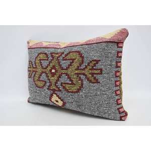Red Vintage Wool <b>Bolster</b> <b>Pillow</b> 16x24 Inches Traditional Patterned Woven Non-Slip Eco-Friendly Removable Washable Decorative - Product Image 4
