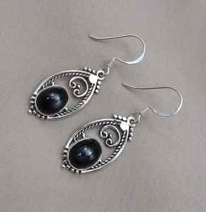 <b>Black</b> Onyx Sterling Silver Gold Plated Stud <b>Earrings</b> Vintage Boho Handmade Gemstone Jewelry Elegant Anniversary Gift <b>for</b> <b>Women</b> - Product Image 5