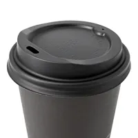 Couvre-gobelets CPLA de 80 mm de diamètre, couleur noire, jetables, écologiques, avec trou pour boire, compostables - 1000 pièces/carton