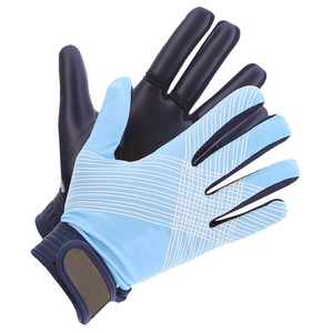 Full Finger GAA Football Gloves <b>Blue</b> Black Polyester/Lycra Non-Slip Hook Loop Closure All Seasons Adult Right Handed Catcher - Product Image 1