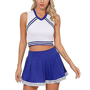 Tenues de cheerleading sur mesure sans manches pour femmes adultes, en polyester et spandex, avec ensembles d'impression personnalisés - Product Image 1