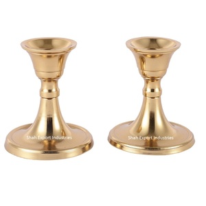 Aluminium Gold Plated <b>Taper</b> <b>Candle</b> <b>Holders</b> for Home & Event Decoration Standard Size Tabletop Handmade <b>Candle</b> <b>Taper</b> - Product Image 1