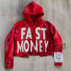 Sweat à capuche zippé unisexe pour homme Vintage Washed Distressed Bottom recadrée 100% coton French Terry Meilleure vente Loose Boxy Fit Winter - Product Image 5