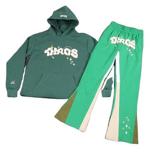 OEM personnalisé hommes décontracté hiver survêtement 100% coton épais polaire survêtement deux pièces sweats à capuche Flare Joggers empilable sweat - Product Image 1