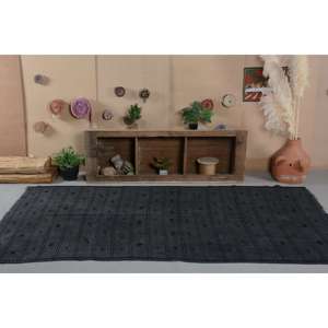 Alfombra turca Vintage rústica negra 5,2X10 pies lana hecha a mano área grande diseño de retazos para adolescentes rectángulo pasillo látex - Product Image 1