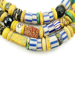 Mélange de perles vénitiennes antiques-jaune moutarde noir bleu 4mm 8mm 10mm perles de verre fabrication de bijoux vieux roi tribal perles vénitiennes - Product Image 3